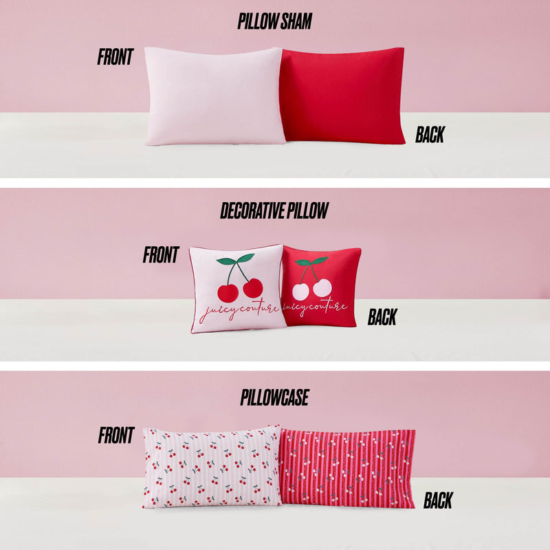 Cherry Script Solid Reversible Bed in a Bag Bedding Set
