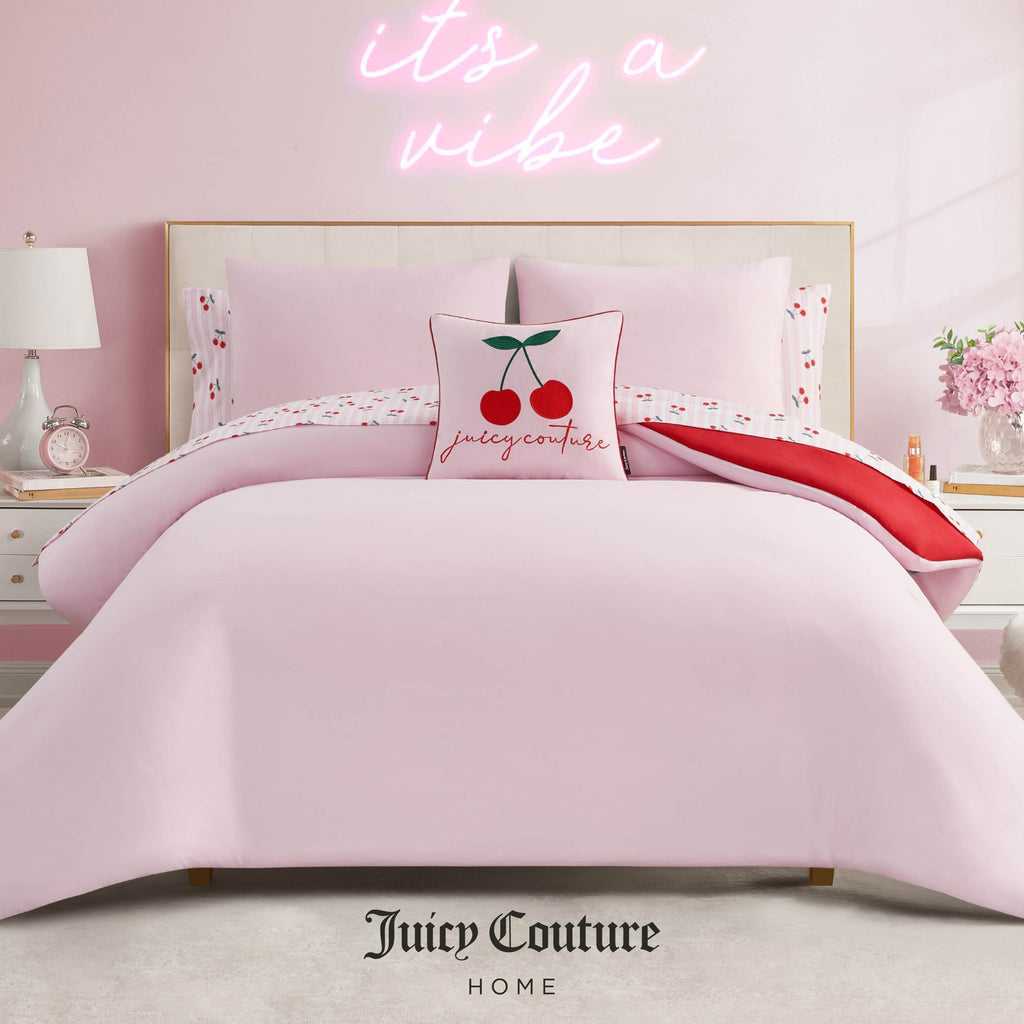 Cherry Script Solid Reversible Bed in a Bag Bedding Set – Juicy Couture