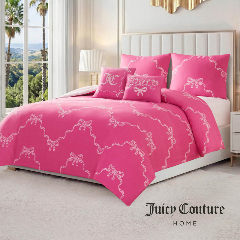 Chevron Leopard Bow Reversible Comforter Set