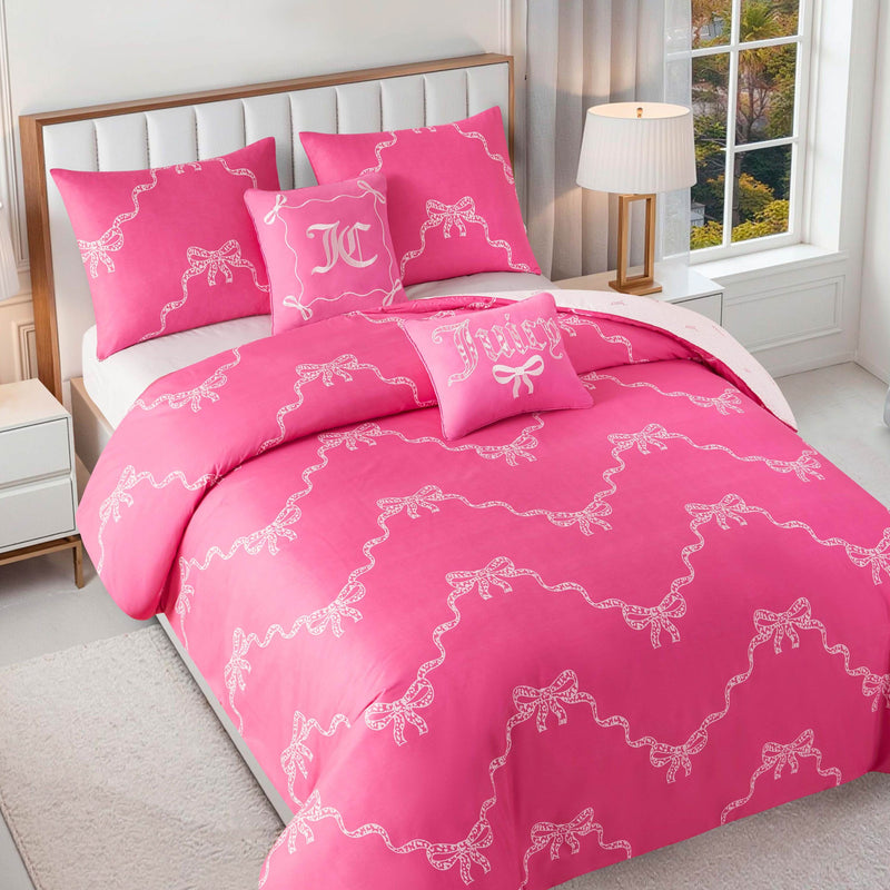 Chevron Leopard Bow Reversible Comforter Set