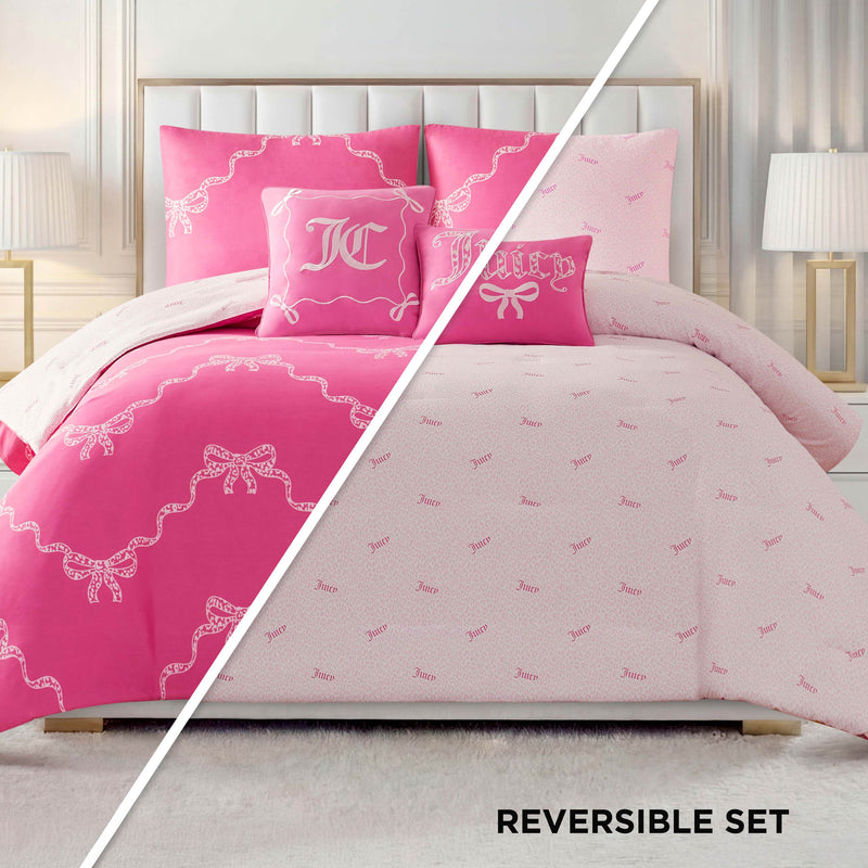 Chevron Leopard Bow Reversible Comforter Set
