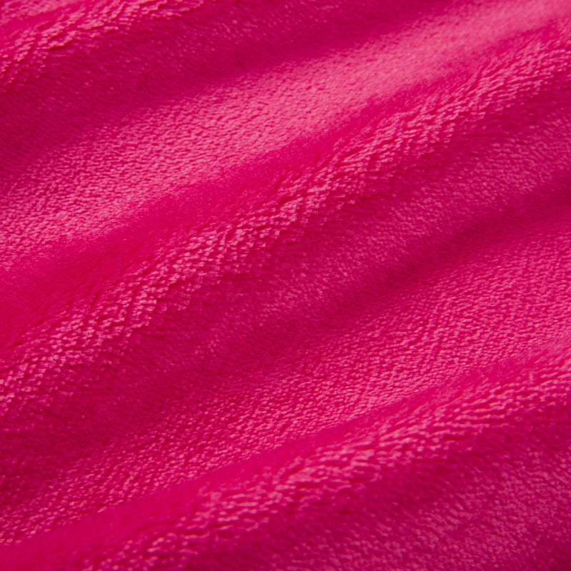 Closeup of the Plush Oversized Throw Blanket, 60″ x 70″, featuring vibrant pink, textured fabric with soft wavy folds and visible fibers that create a cozy and plush appearance—perfect for snuggling under this ultra-soft blanket.