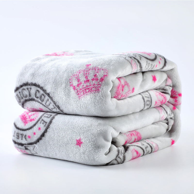 Plush Throw Blanket - Grey Juicy Emblem - Juicy Couture