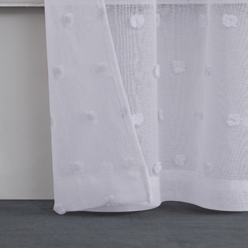 Evelyn Polka Dot Sheer Curtains - White - Juicy Couture
