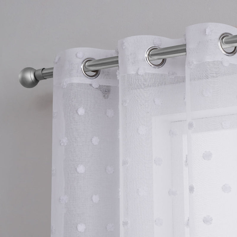Evelyn Polka Dot Sheer Curtains - White - Juicy Couture