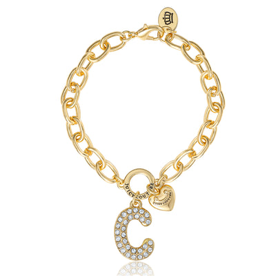 Pavé Initial Charm Bracelet, Letter C - Goldtone - Juicy Couture
