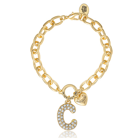 Pavé Initial Charm Bracelet, Letter C - Goldtone - Juicy Couture