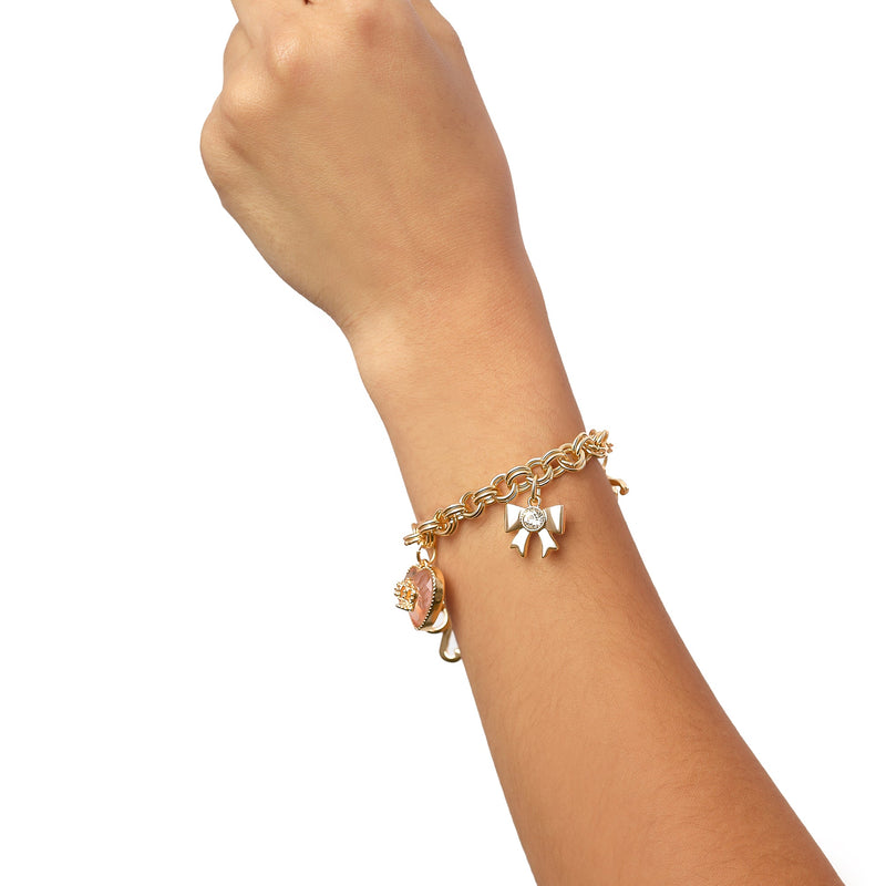 Charm Bracelet with Bow and Pave Details