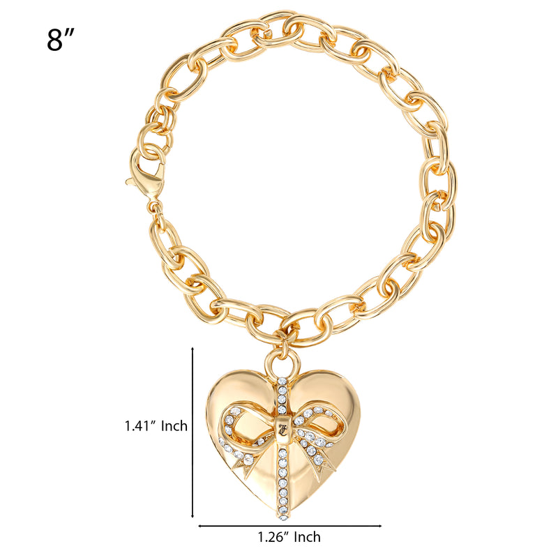Heart Bow Drop Bracelet - Goldtone - Juicy Couture