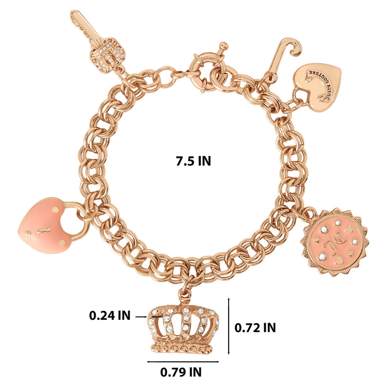 Pink Charm Bracelet with Pave Accents - Goldtone - Juicy Couture