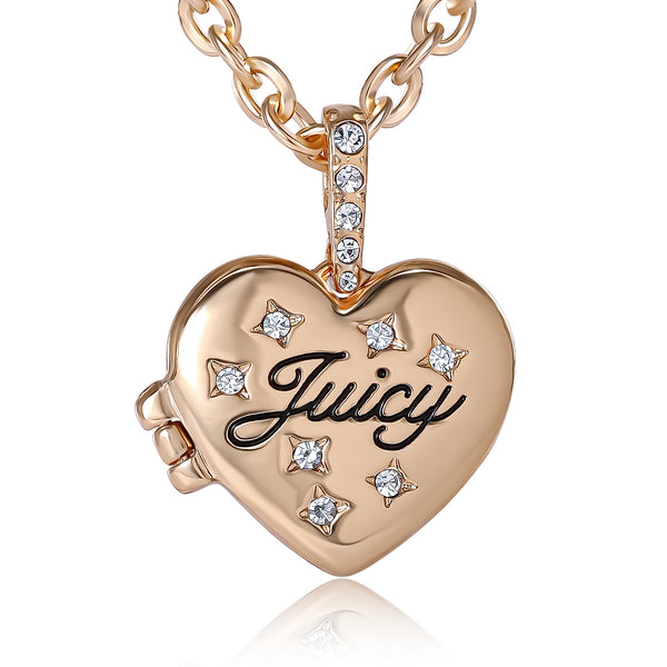 Goldtone Crystal Heart Locket Pendant Necklace - Juicy Couture