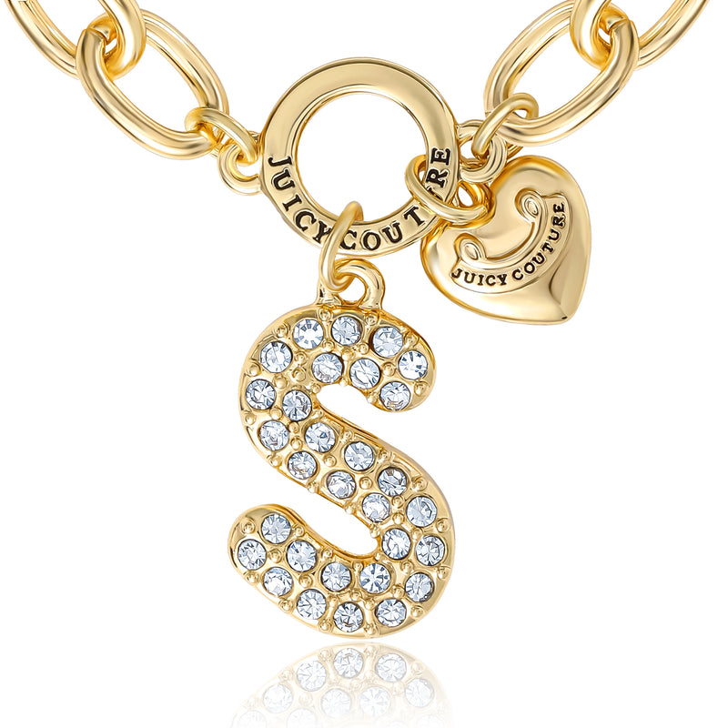 Pavé Initial Charm Bracelet, Letter S - Goldtone - Juicy Couture
