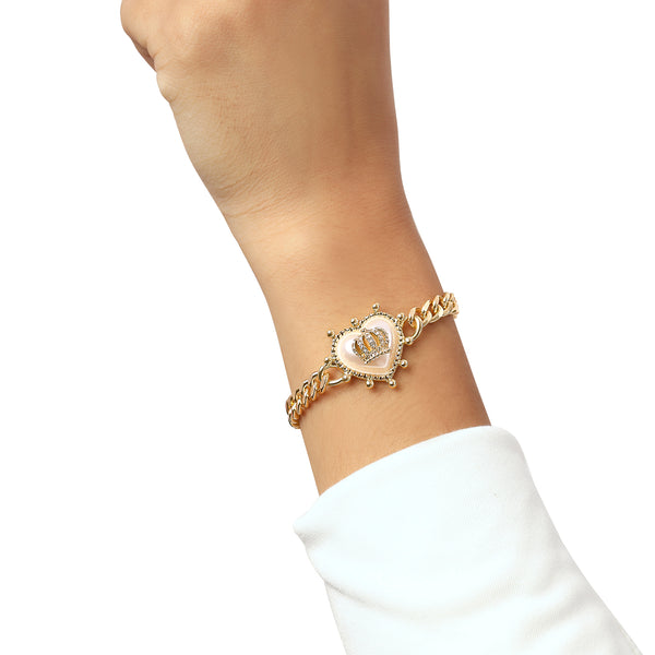 Crown Heart Charm Goldtone Chain Bracelet - Juicy Couture