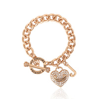 Crystal Heart Charm Toggle Bracelet - Juicy Couture