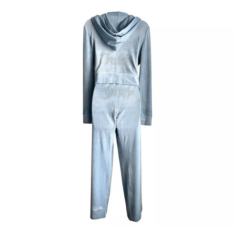 Juicy Couture Light Blue Velour Tracksuit Size Medium—REJUICED - Juicy Couture