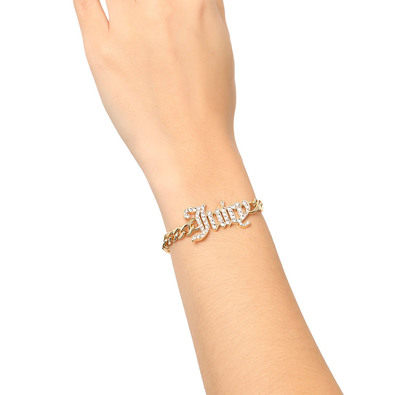 Juicy Script Crystal Chain Bracelet - Goldtone - Juicy Couture