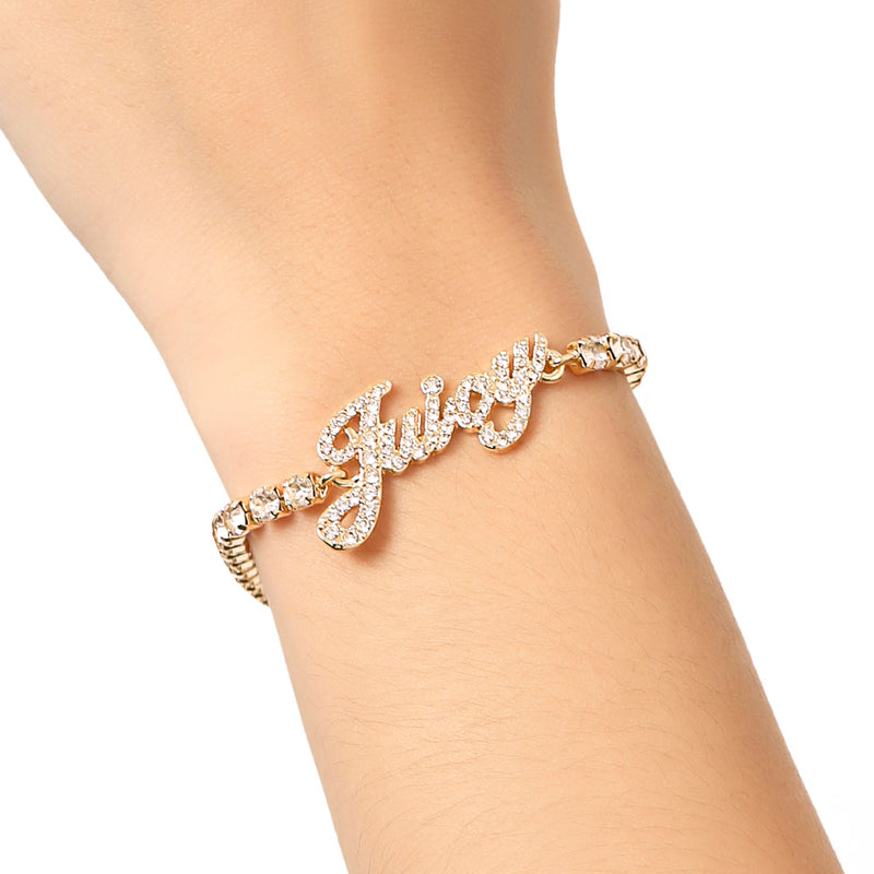 Juicy Script Crystal Tennis Bracelet - Goldtone - Juicy Couture