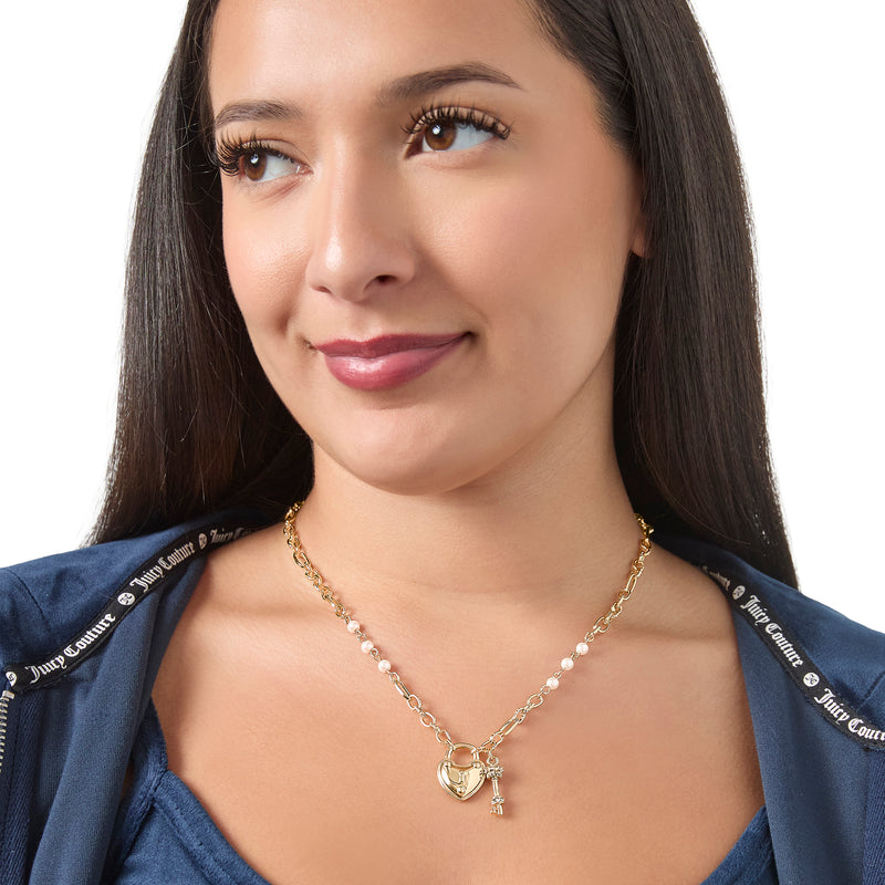 Heart Locket Charm Necklace - Goldtone - Juicy Couture
