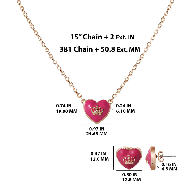 Kids Crown Logo Heart Pendant Necklace