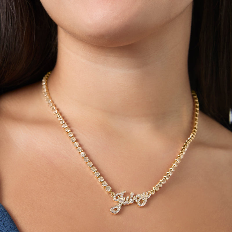 Script Logo Chain Necklace - Goldtone - Juicy Couture