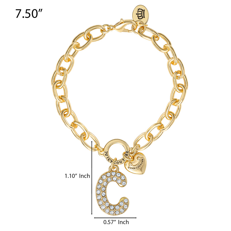 Pavé Initial Charm Bracelet, Letter C - Goldtone - Juicy Couture