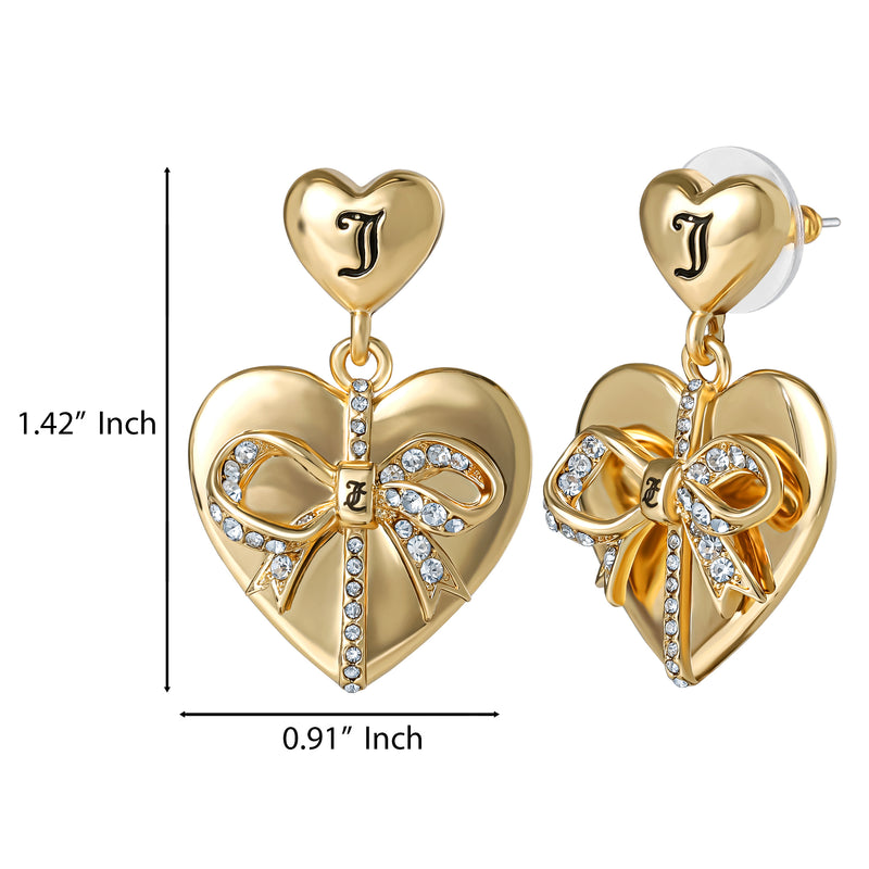 Quilted Double‑Heart Drop Earrings