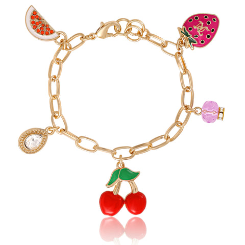 Cherry & Fruit Charm Bracelet - Goldtone - Juicy Couture