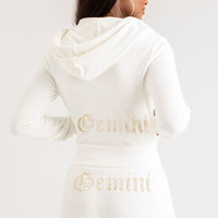 Gemini Big Bling Velour Hoodie