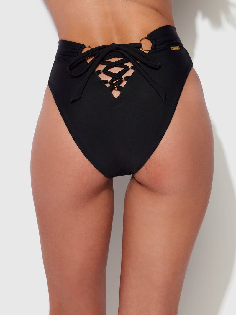Frederick's Of Hollywood Rising Star High-Waisted Lace-Up Swim Bottom