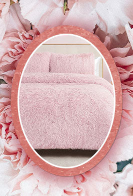 Pink bed sheets with a floral background