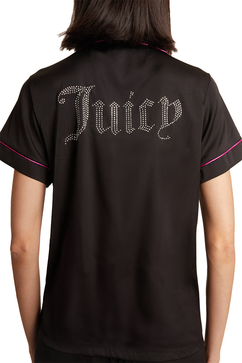 Satin Short Sleeve Notch Collar PJ Set