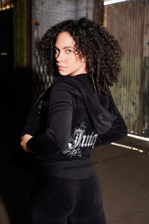 Monogram Heritage Cotton Velour Hoodie - Juicy Couture