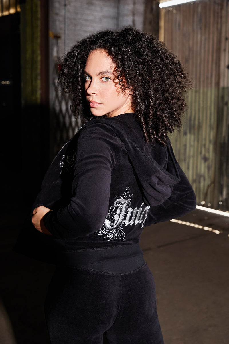 Monogram Heritage Cotton Velour Hoodie - Juicy Couture