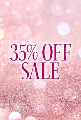Promotional text '35% OFF SALE' on a pink glittery background