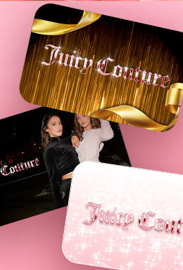 Three gift cards for Juicy Couture on a pink background