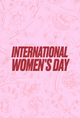 Pink floral background with 'International Women's Day' text