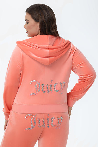 Plus-Size OG Big Bling Velour Hoodie - Juicy Couture