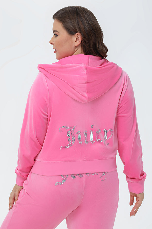 Plus-Size OG Big Bling Velour Hoodie - Juicy Couture