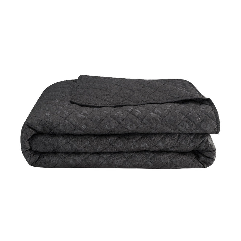 Black Leopard Embossed Quilt Set
