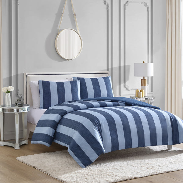 Denim Stripe Reversible Duvet Cover Set