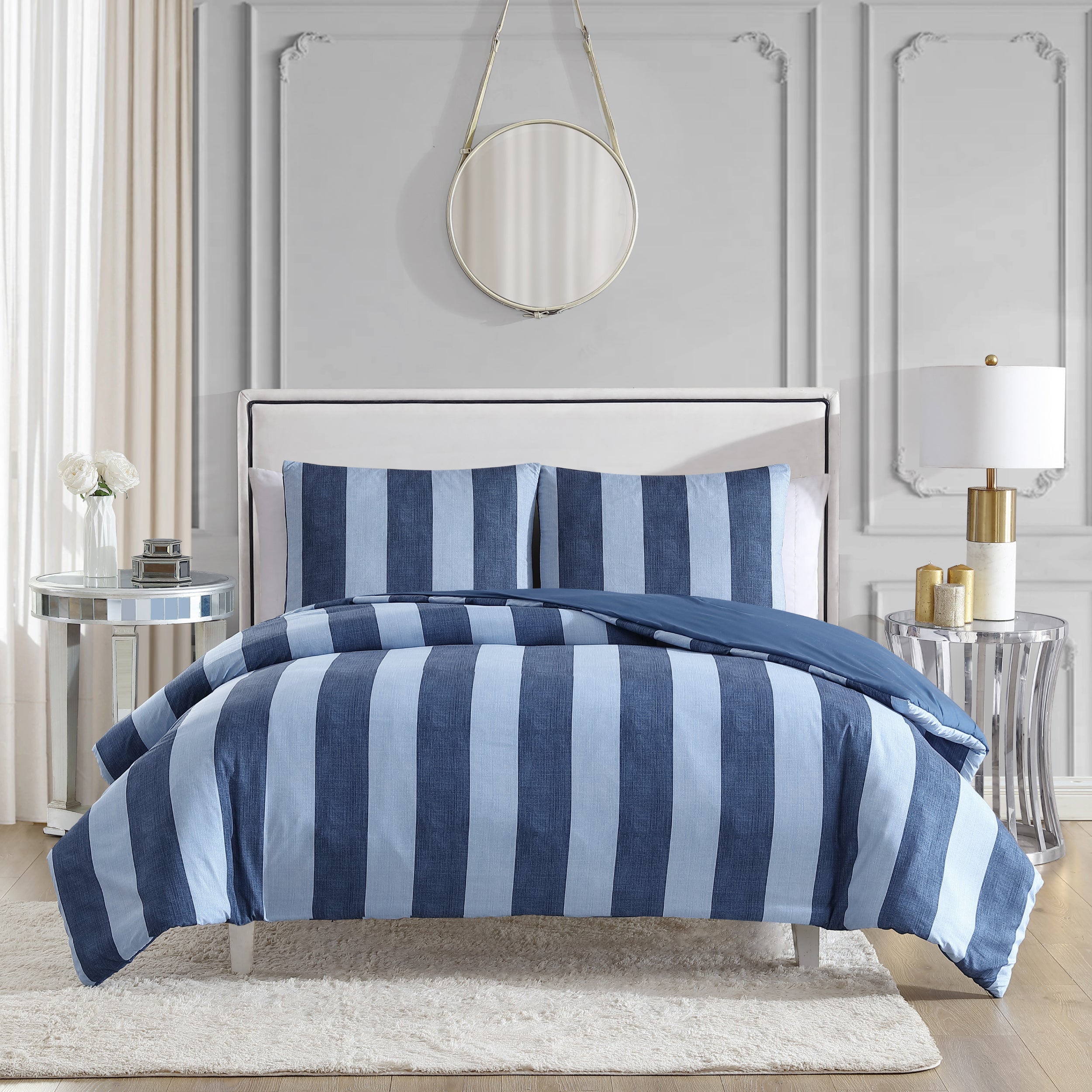 Denim Stripe Reversible Duvet Cover Set - Juicy Couture