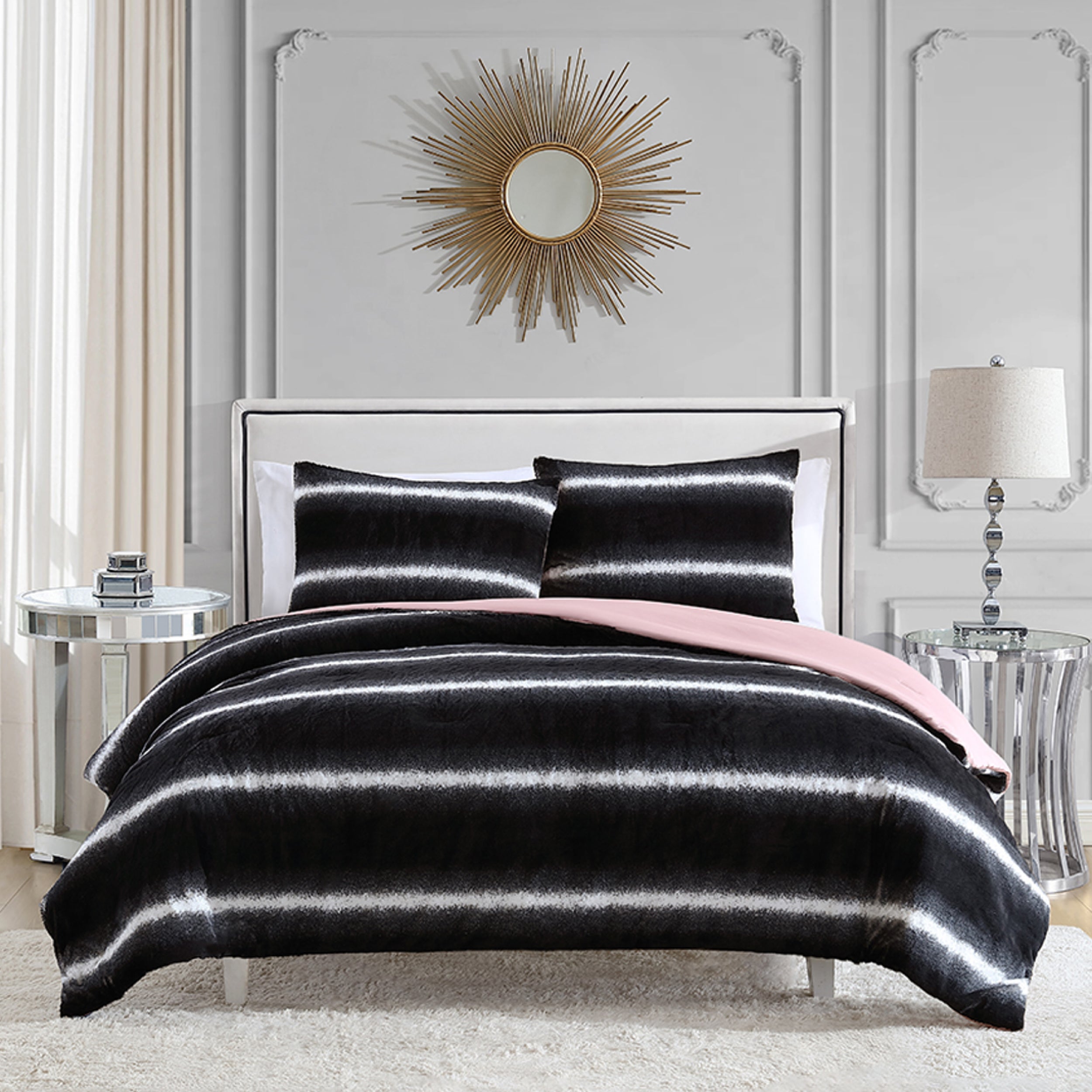 Faux Fur Ombre Stripe Comforter Set | Juicy Couture