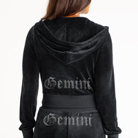 Gemini Big Bling Velour Hoodie