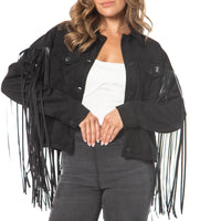 Faux Leather Fringe Trucker Jacket - Juicy Couture