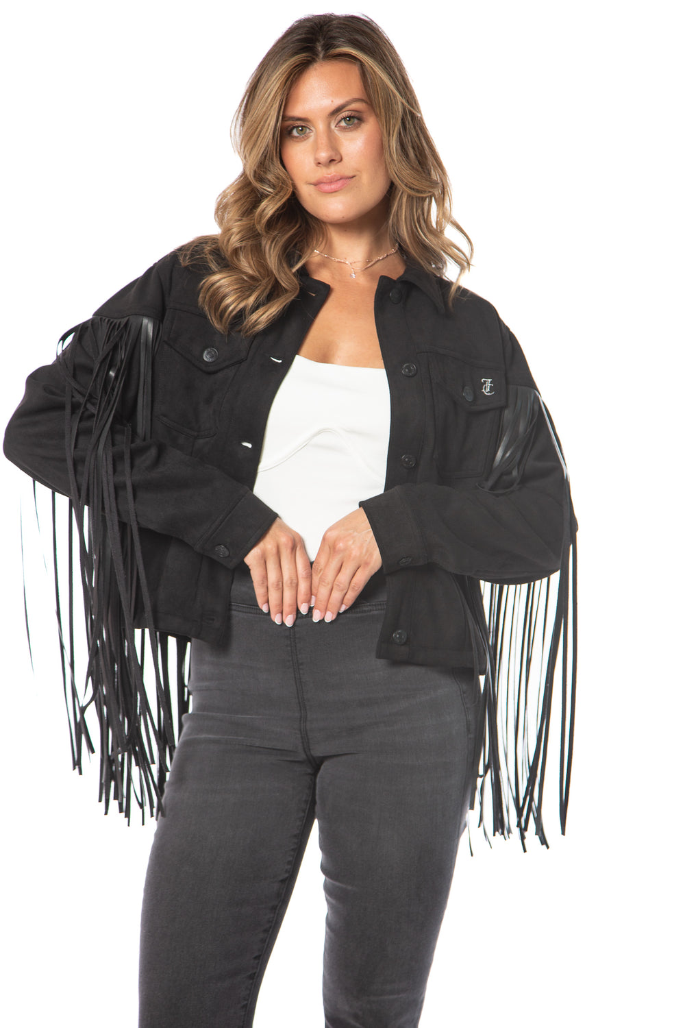 Faux Leather Fringe Trucker Jacket - Juicy Couture