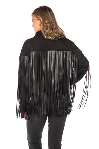 Faux Leather Fringe Trucker Jacket - Juicy Couture