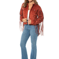 Faux Leather Fringe Trucker Jacket - Juicy Couture