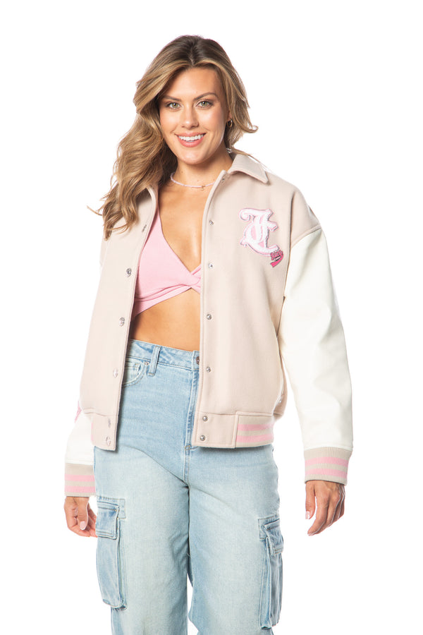 Convertible Collar Varsity Jacket