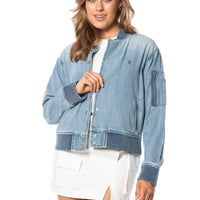 Denim Bomber Jacket with Ribbed detail - Juicy Couture