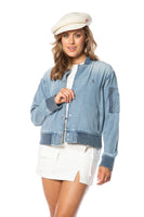 Denim Bomber Jacket with Ribbed detail - Juicy Couture